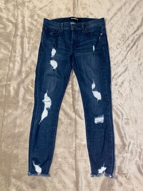 Express Dark Blue Ripped Skinny Jeans